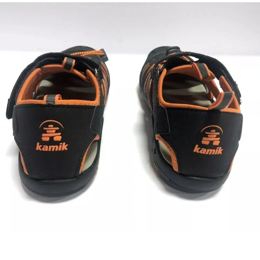 Kamik Big Kids’ Crab, Black/Orange Fisherman Sandals, Boys’ Size 6 M.